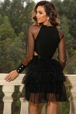 Cutout Round Neck Mini Dress - Amexza