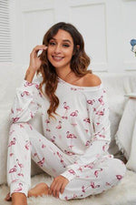 Flamingo Long Sleeve Top and Pants Lounge Set for a perfect OOTD – dress to impress outfits from Amexza