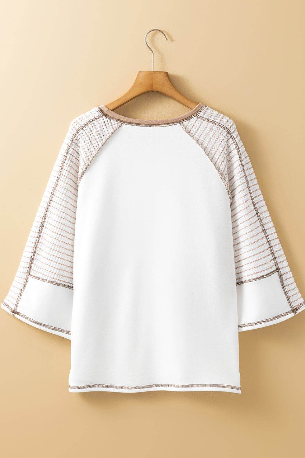 Striped Round Neck Raglan Sleeve Top for a perfect OOTD – dress to impress outfits from Amexza