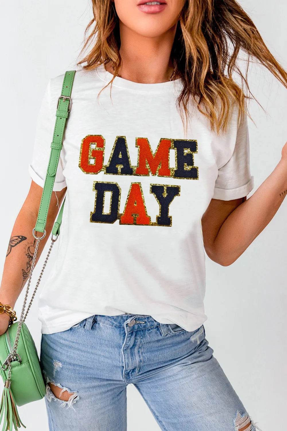 GAME DAY Round Neck Short Sleeve T-Shirt for a perfect OOTD – dress to impress outfits from Amexza