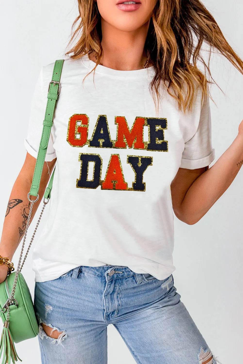 GAME DAY Round Neck Short Sleeve T-Shirt - Amexza