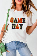 GAME DAY Round Neck Short Sleeve T-Shirt - Amexza