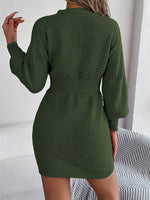 Buttoned Cable-Knit V-Neck Sweater Dress for a perfect OOTD – dress to impress outfits from Amexza