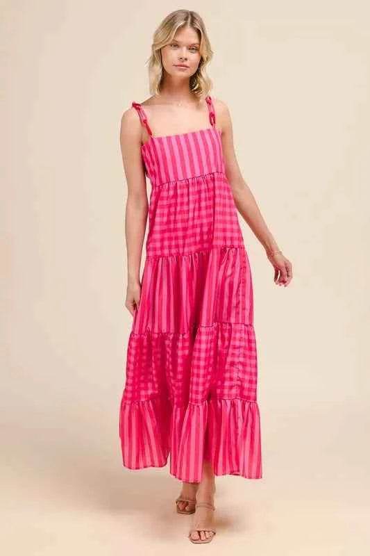 SO ME Stripe Tiered Maxi Dress with Colorful Chain Strap for a perfect OOTD – dress to impress outfits from Amexza