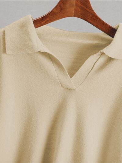 Johnny Collar Long Sleeve Top and Pants Sweater Set for a perfect OOTD – dress to impress outfits from Amexza