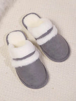 Contrast Faux Fur Round Toe Slippers for a perfect OOTD – dress to impress outfits from Amexza