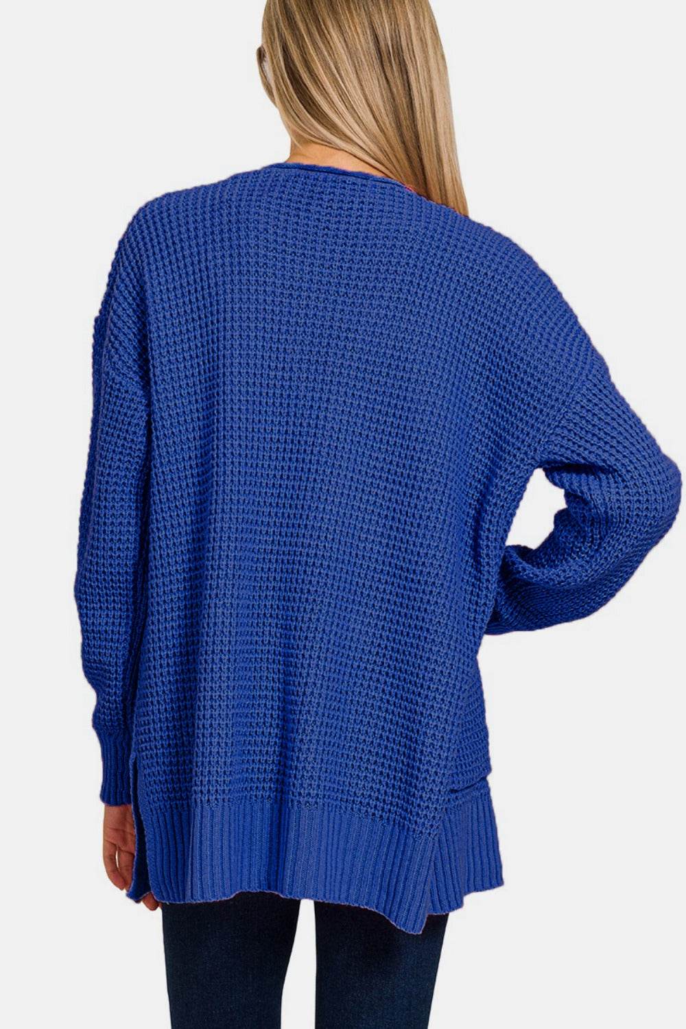 Zenana Waffle Open Front Sweater Cardigan for a perfect OOTD – dress to impress outfits from Amexza