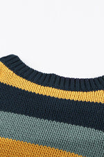 Color Block Round Neck Dropped Shoulder Sweater for a perfect OOTD – dress to impress outfits from Amexza