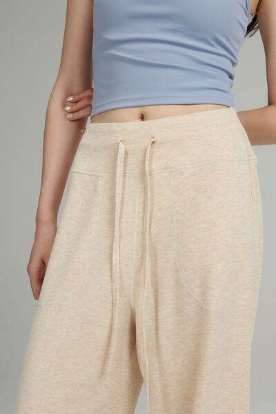 Basic Bae Drawstring Wide Leg Pants with Pockets - Amexza