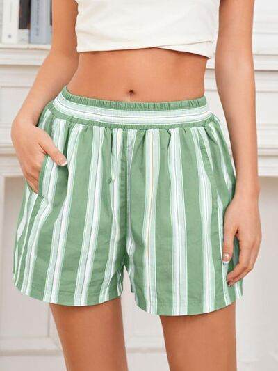 Striped Elastic Waist Shorts for a perfect OOTD – dress to impress outfits from Amexza