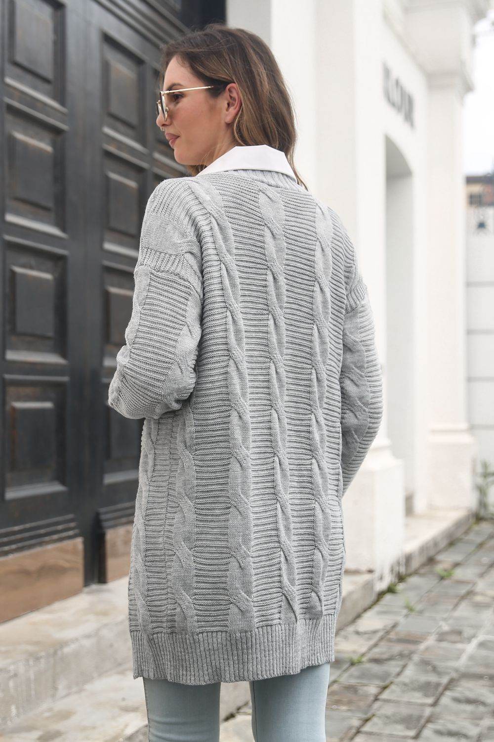 Open Front Cable-Knit Cardigan for a perfect OOTD – dress to impress outfits from Amexza