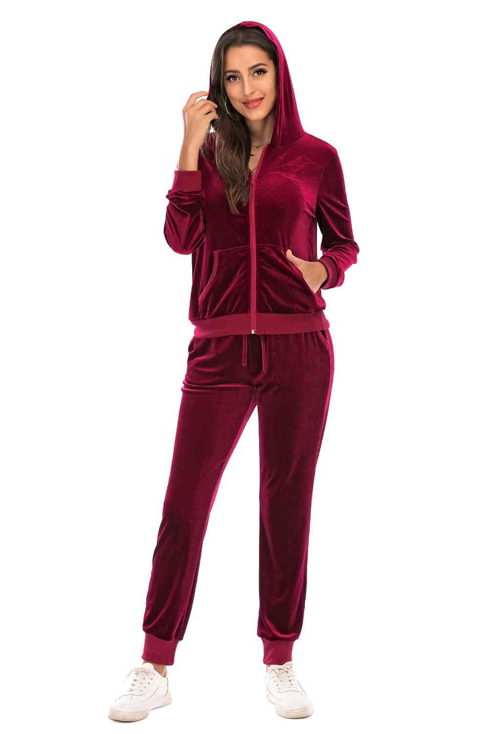 Zip-Up Hooded Jacket and Pants Set for a perfect OOTD – dress to impress outfits from Amexza