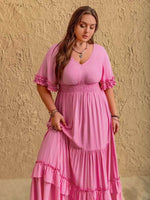 Plus Size V-Neck Half Sleeve Maxi Dress for a perfect OOTD – dress to impress outfits from Amexza