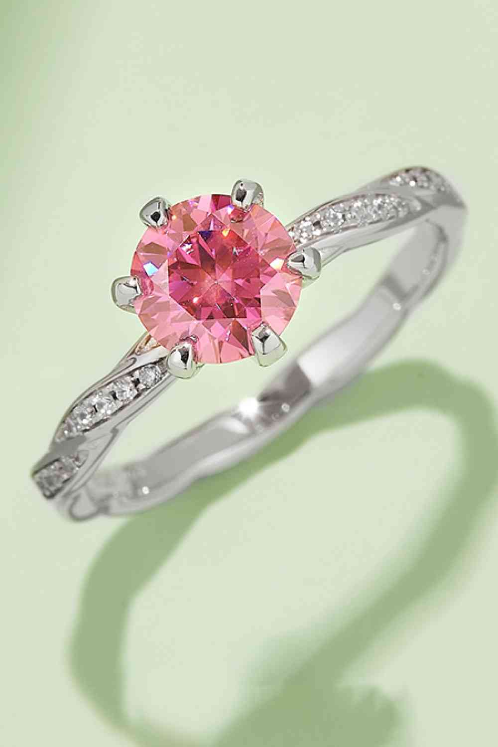 1 Carat Moissanite Contrast 925 Sterling Silver Ring Hot Pink for a perfect OOTD – dress to impress outfits from Amexza