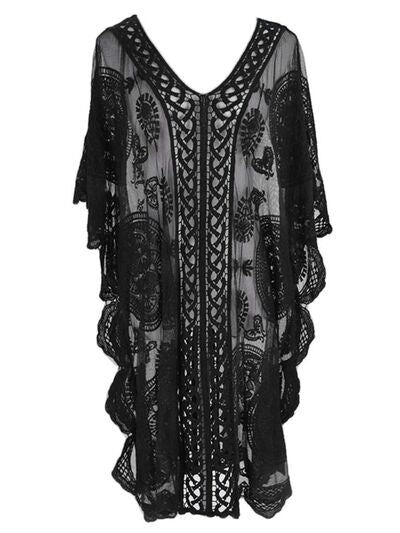 Lace V-Neck Half Sleeve Cover-Up for a perfect OOTD – dress to impress outfits from Amexza