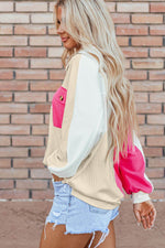 Color Block Collared Neck Long Sleeve Sweatshirt for a perfect OOTD – dress to impress outfits from Amexza