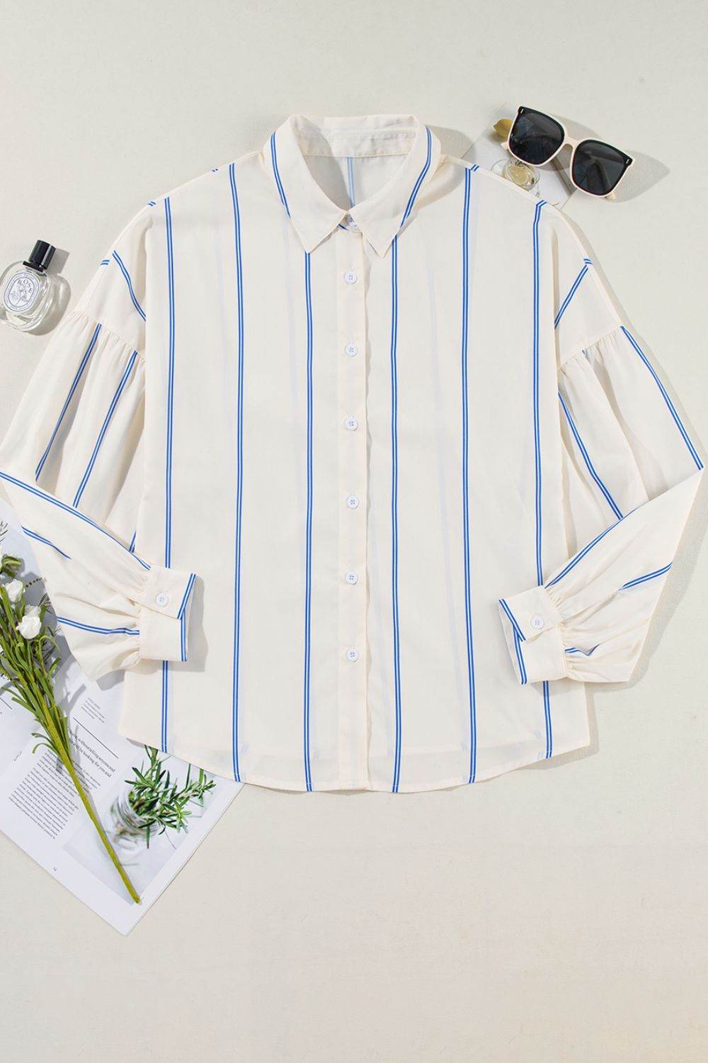 Stripe Drop Shoulder Long Sleeve Shirt for a perfect OOTD – dress to impress outfits from Amexza