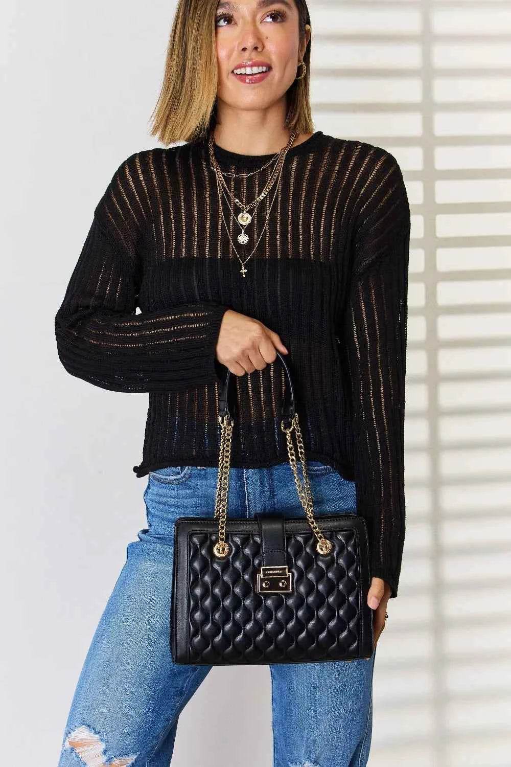 David Jones Quilted PU Leather Handbag for a perfect OOTD – dress to impress outfits from Amexza
