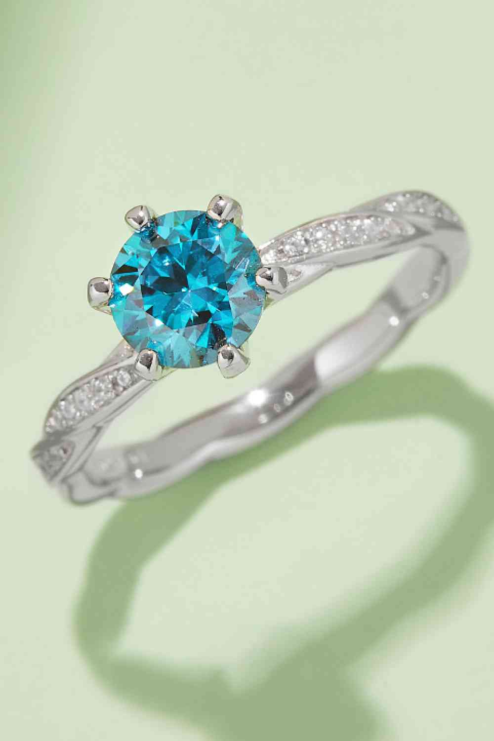 1 Carat Moissanite Contrast 925 Sterling Silver Ring Sky Blue for a perfect OOTD – dress to impress outfits from Amexza