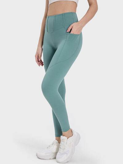 Millennia Pocketed High Waist Active Leggings - Amexza