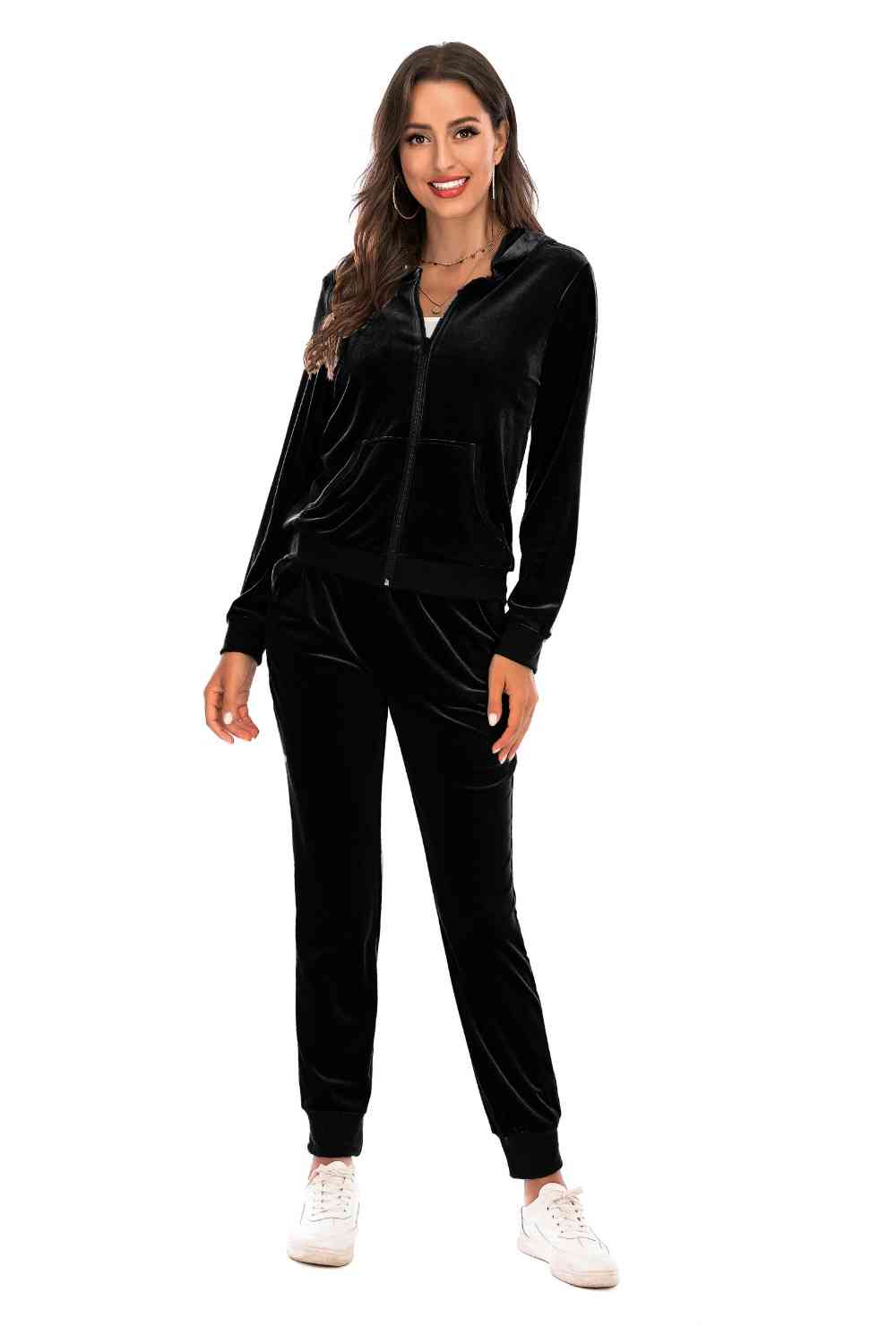 Zip-Up Hooded Jacket and Pants Set for a perfect OOTD – dress to impress outfits from Amexza