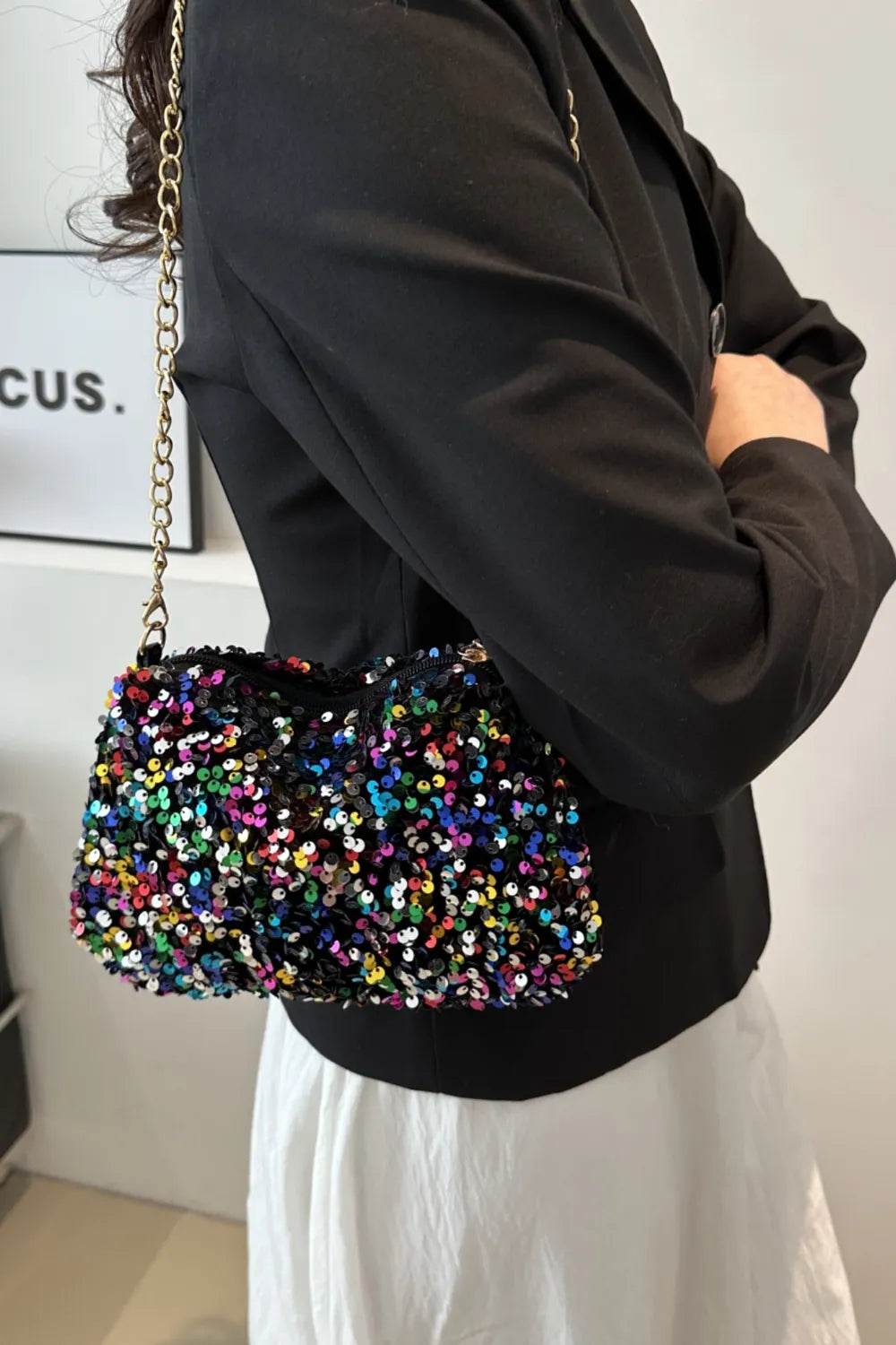 Sequin Removable Strap Shoulder Bag for a perfect OOTD – dress to impress outfits from Amexza
