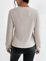 Surplice Dropped Shoulder Long Sleeve T-Shirt - Amexza
