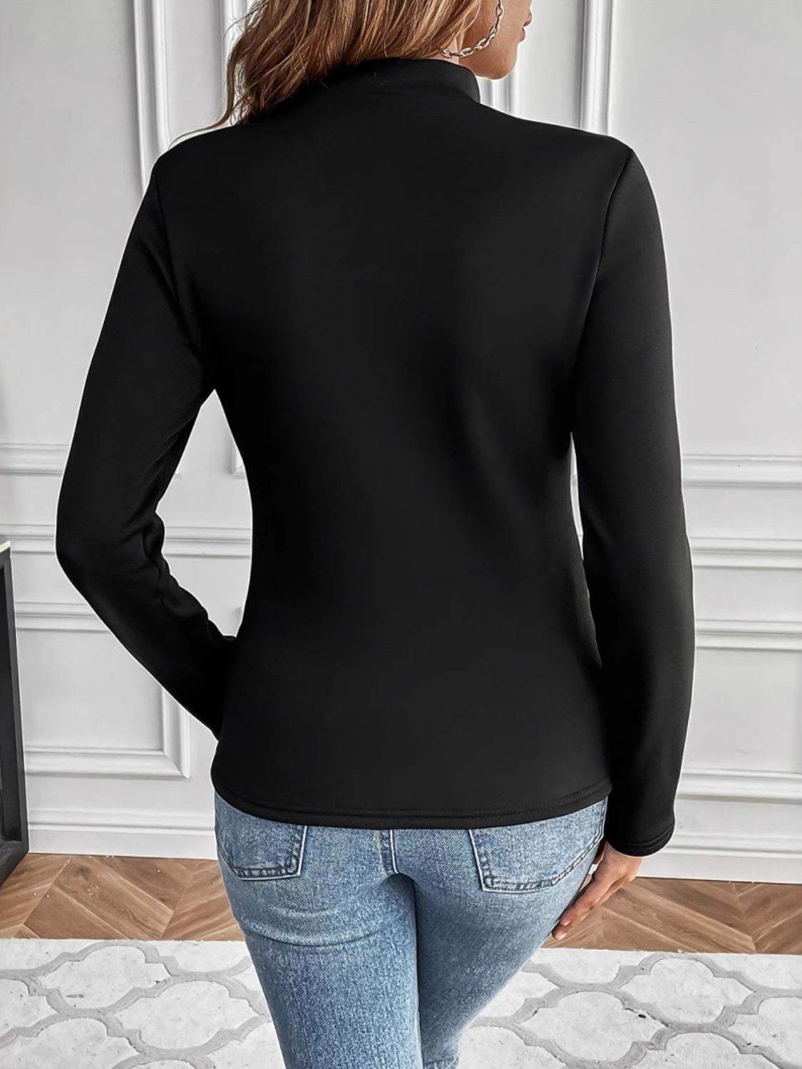 Mock Neck Long Sleeve T-Shirt for a perfect OOTD – dress to impress outfits from Amexza