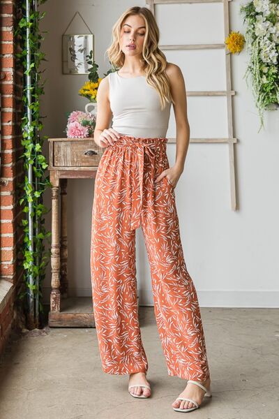 Heimish Full Size Printed Tied Straight Casual Pants for a perfect OOTD – dress to impress outfits from Amexza