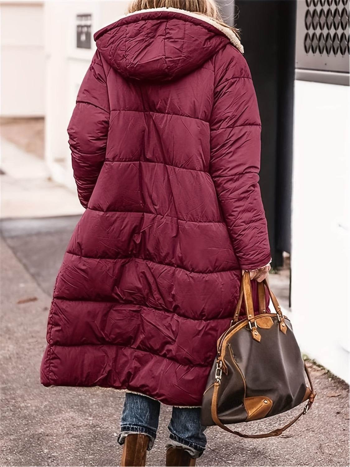 Full Size Zip Up Sherpa Hooded Coat for a perfect OOTD – dress to impress outfits from Amexza