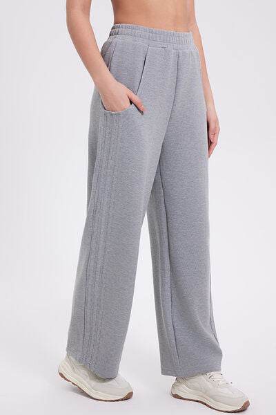 Basic Bae Elastic Waist Straight Leg Pants with Pockets Gray for a perfect OOTD – dress to impress outfits from Amexza