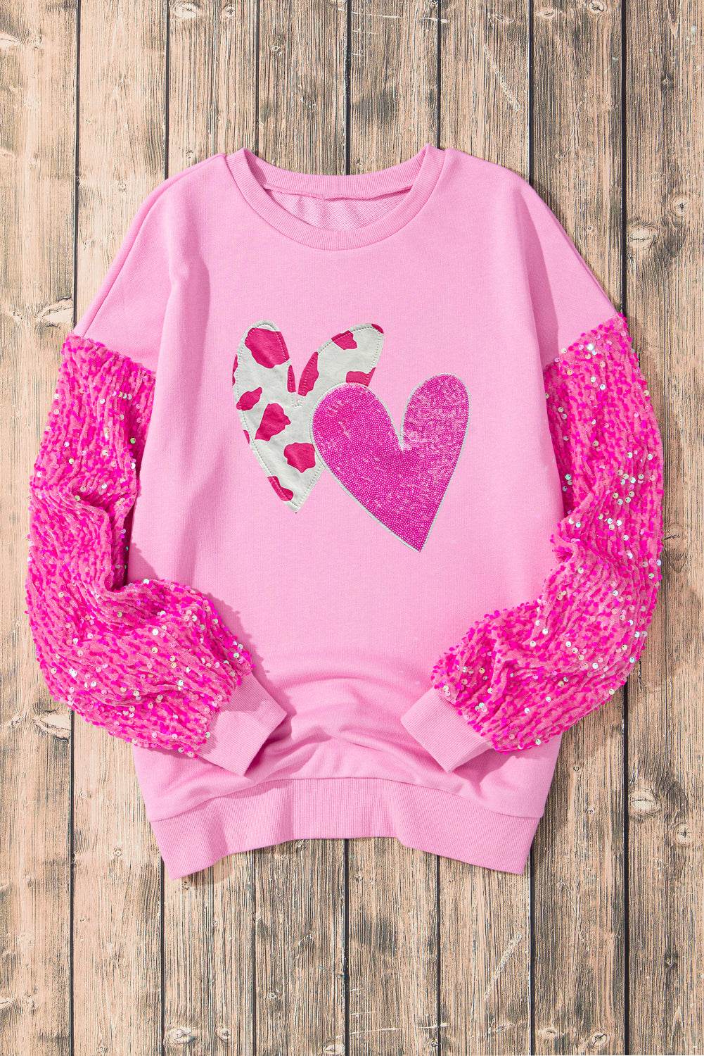 Valentine’s Day Sequin Heart Long Sleeve Sweatshirt for a perfect OOTD – dress to impress outfits from Amexza