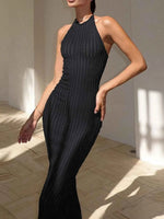 Ribbed Halter Neck Bodycon Maxi Dress