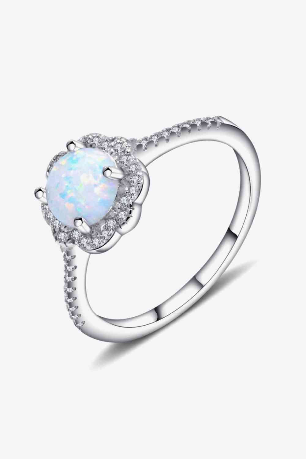 Platinum-Plated 4-Prong Opal Ring Silver for a perfect OOTD – dress to impress outfits from Amexza