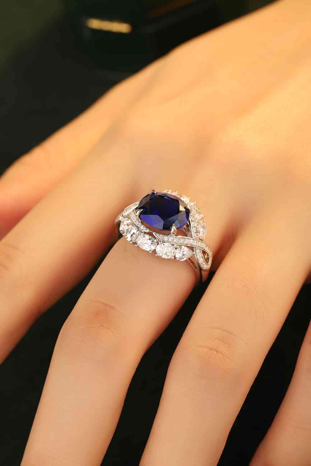 5 Carat Lab-Grown Sapphire Platinum-Plated Ring for a perfect OOTD – dress to impress outfits from Amexza