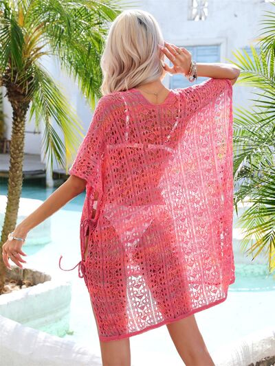 Angel Wings Slit Openwork V-Neck Cover Up for a perfect OOTD – dress to impress outfits from Amexza