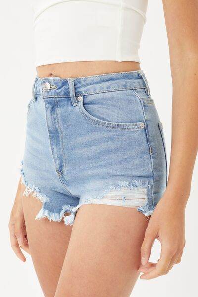 Love Tree Raw Hem Cat's Whisker Denim Shorts - Amexza