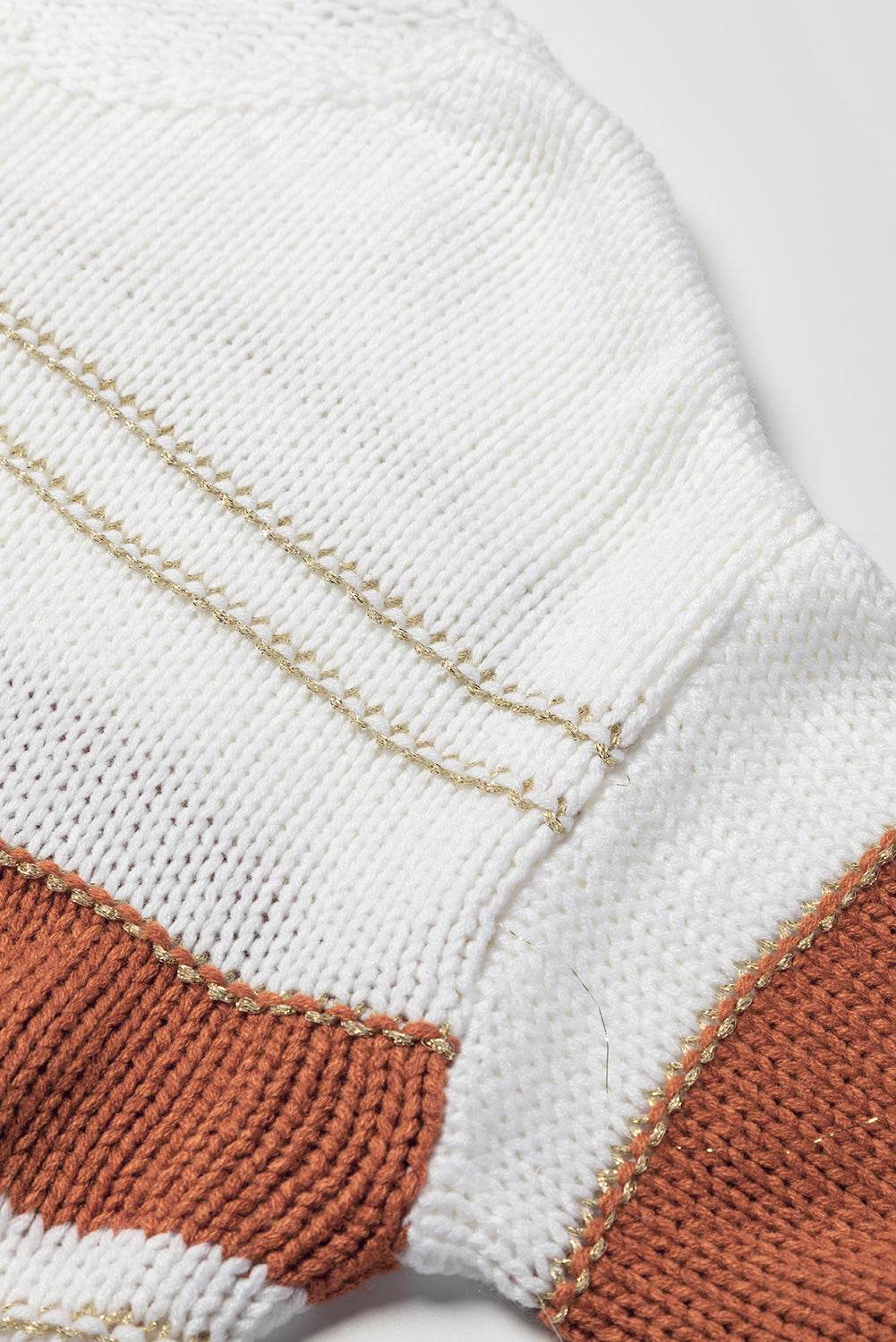 Striped Round Neck Dropped Shoulder Sweater for a perfect OOTD – dress to impress outfits from Amexza