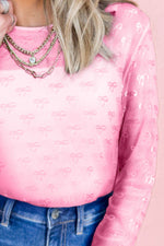 Bow Round Neck Long Sleeve Top - Amexza
