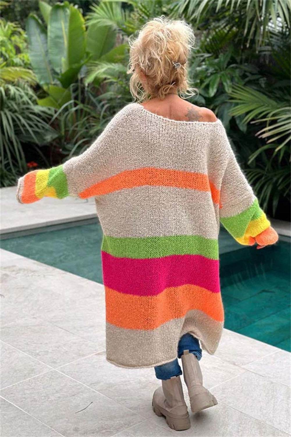 Color Block V-Neck Long Sleeve Sweater Dress for a perfect OOTD – dress to impress outfits from Amexza