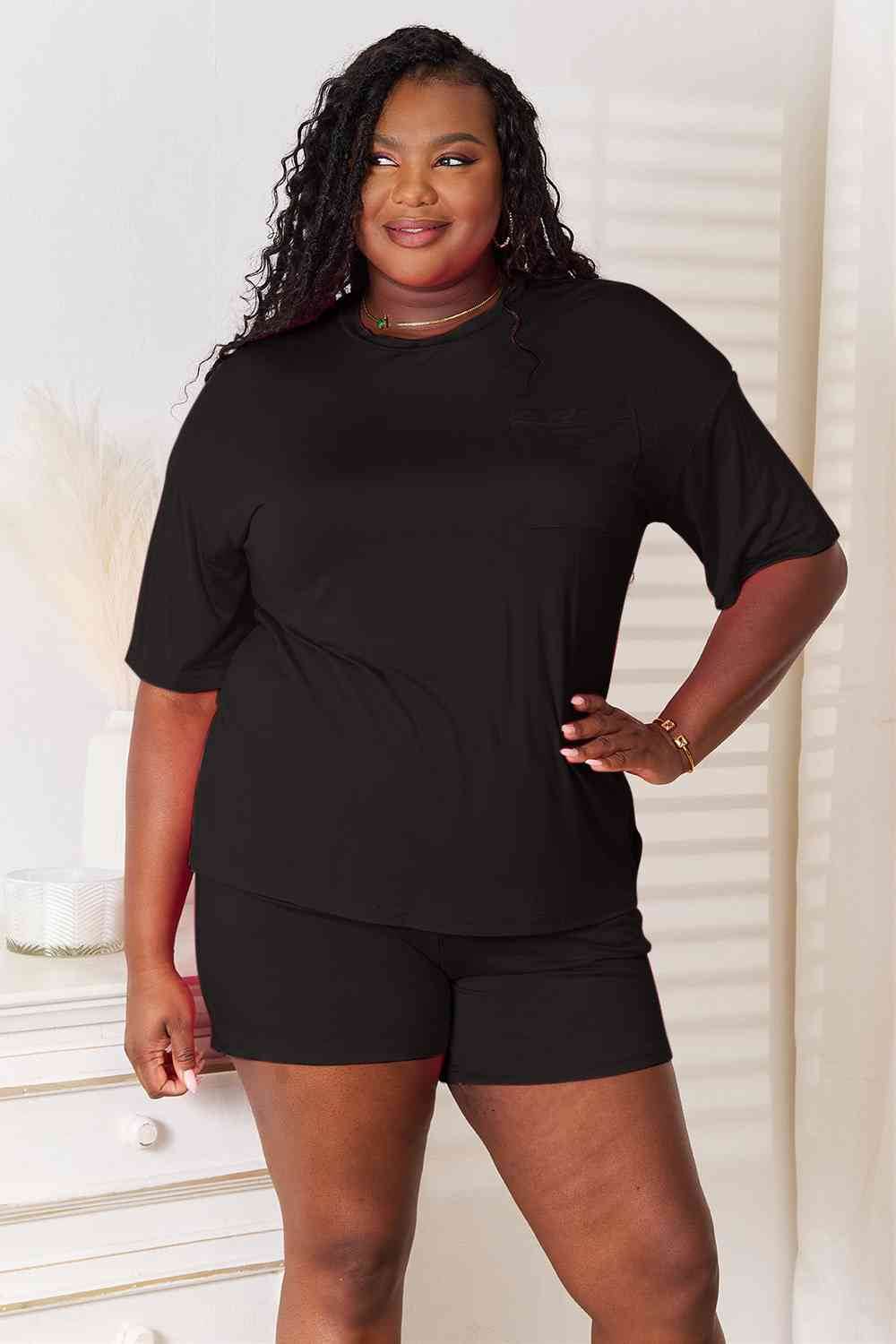 Basic Bae Full Size Soft Rayon Half Sleeve Top and Shorts Set for a perfect OOTD – dress to impress outfits from Amexza