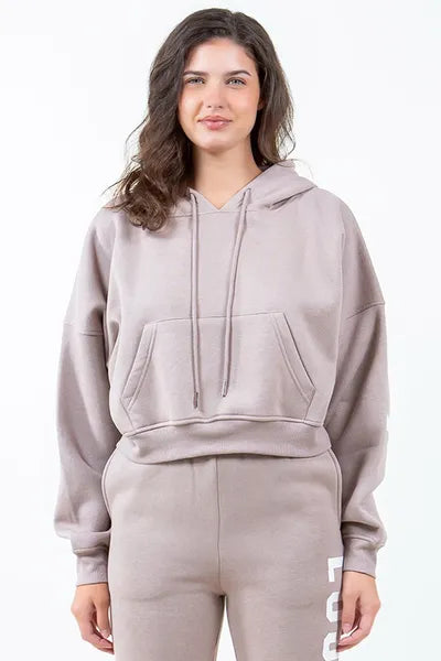 American Bazi Letter Graphic Long Sleeve Drawstring Cropped Hoodie for a perfect OOTD – dress to impress outfits from Amexza