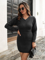 Rib-Knit V-Neck Sweater Dress for a perfect OOTD – dress to impress outfits from Amexza