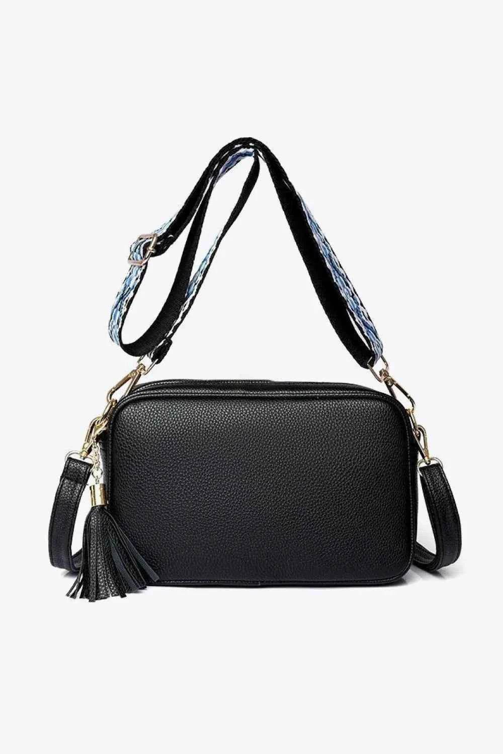 PU Leather Tassel Crossbody Bag Black One Size for a perfect OOTD – dress to impress outfits from Amexza
