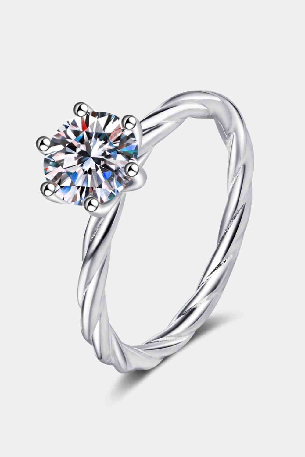 1 Carat Moissanite 6-Prong Twisted Ring Silver for a perfect OOTD – dress to impress outfits from Amexza