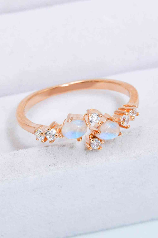 Natural Moonstone and Zircon Open Ring Rose Gold One Size for a perfect OOTD – dress to impress outfits from Amexza