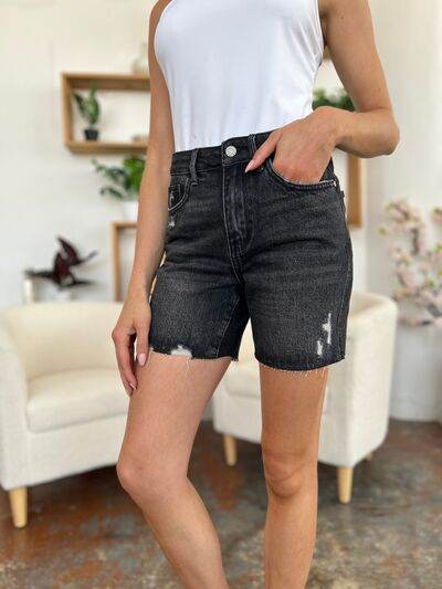 Judy Blue Full Size High Waist Rigid Magic Denim Shorts for a perfect OOTD – dress to impress outfits from Amexza