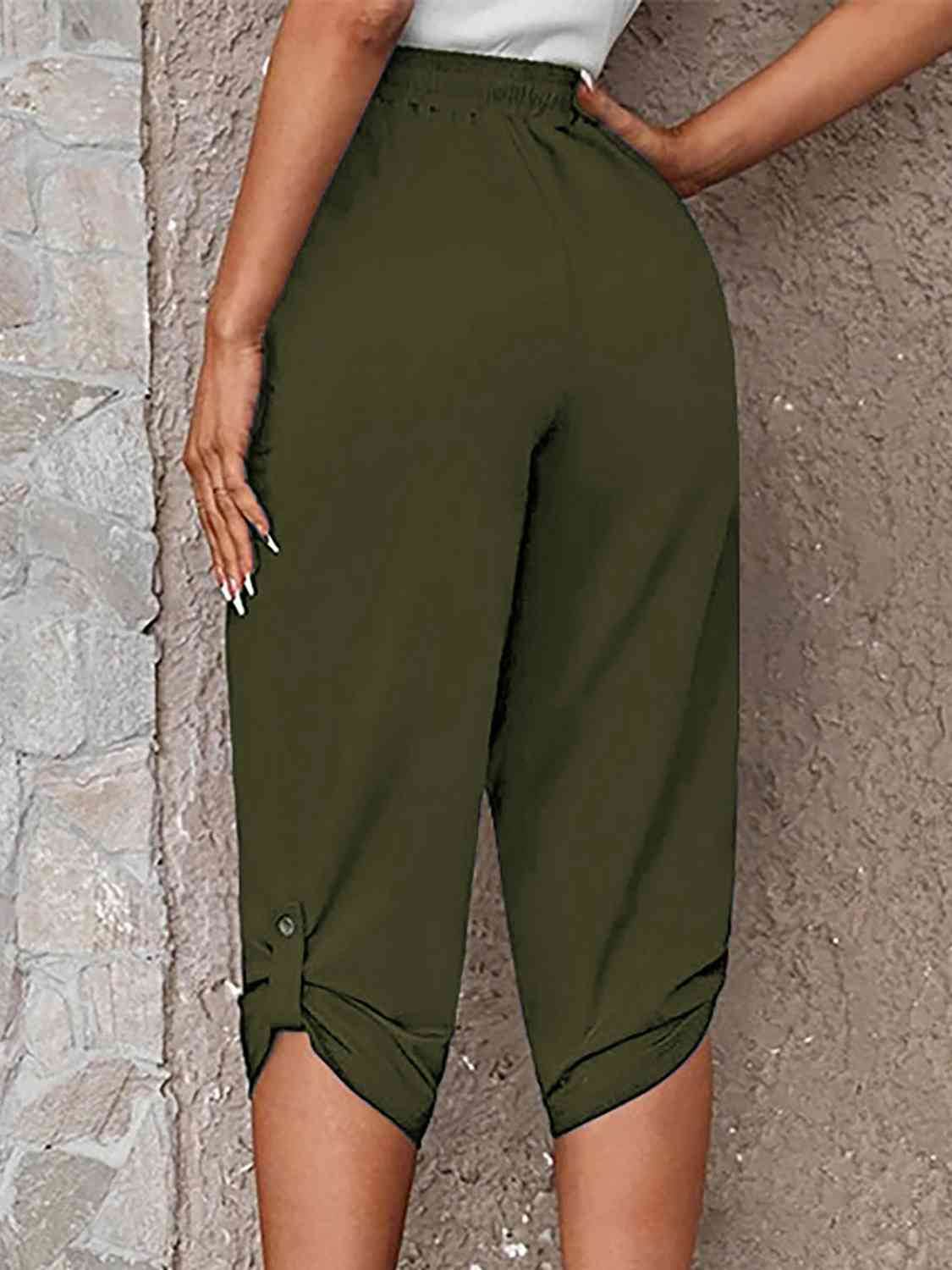 Full Size Roll-Tab Capris Pants for a perfect OOTD – dress to impress outfits from Amexza