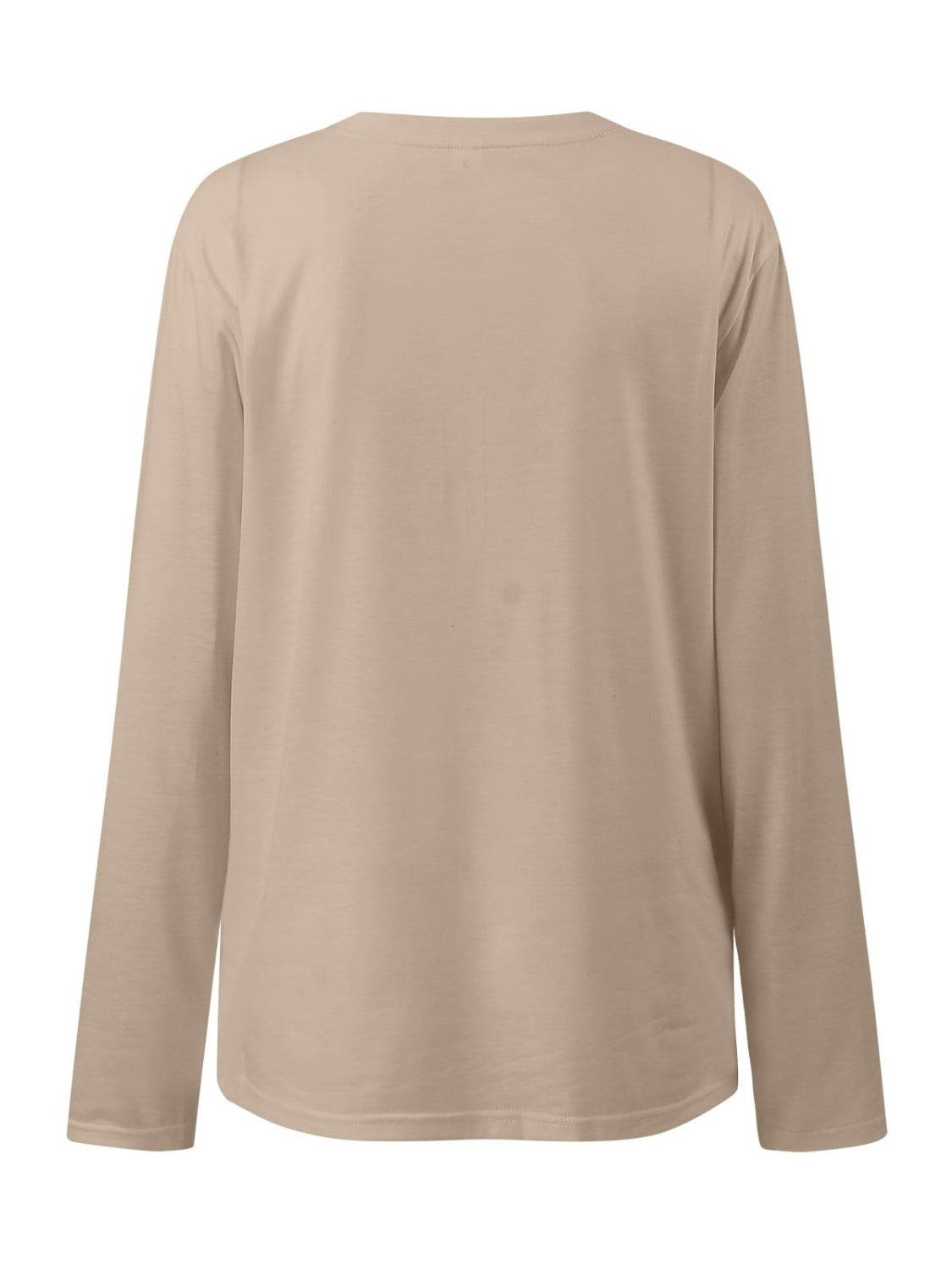 Ruched Round Neck Long Sleeve T-Shirt for a perfect OOTD – dress to impress outfits from Amexza