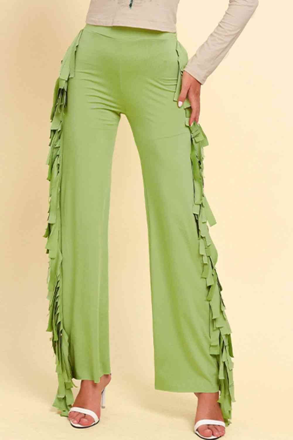 Fringe Trim Wide Leg Pants for a perfect OOTD – dress to impress outfits from Amexza